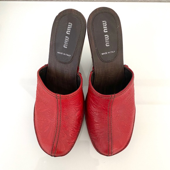 Miu Miu embossed leather western mules clogs with studs - Picture 3 of 6